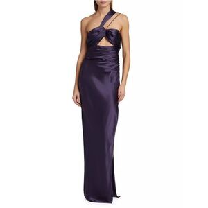 THE SEI Silk One-Shoulder Cut-Out Gown in Fig Color